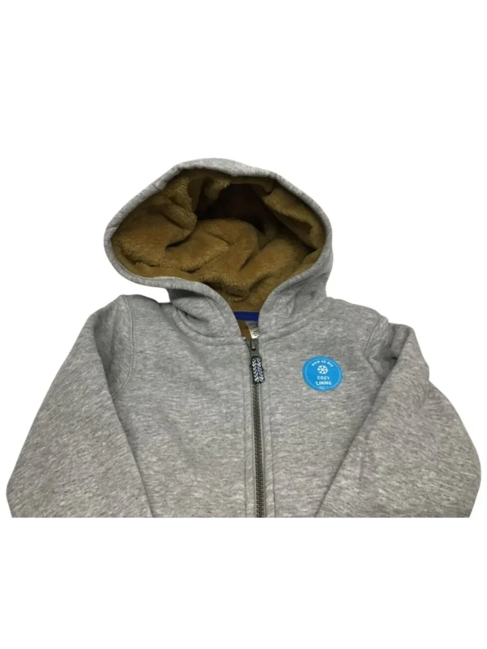 Carters 3T Cozy Faux Fur Lining Cold Weather Zip Up Gray Hoodie
